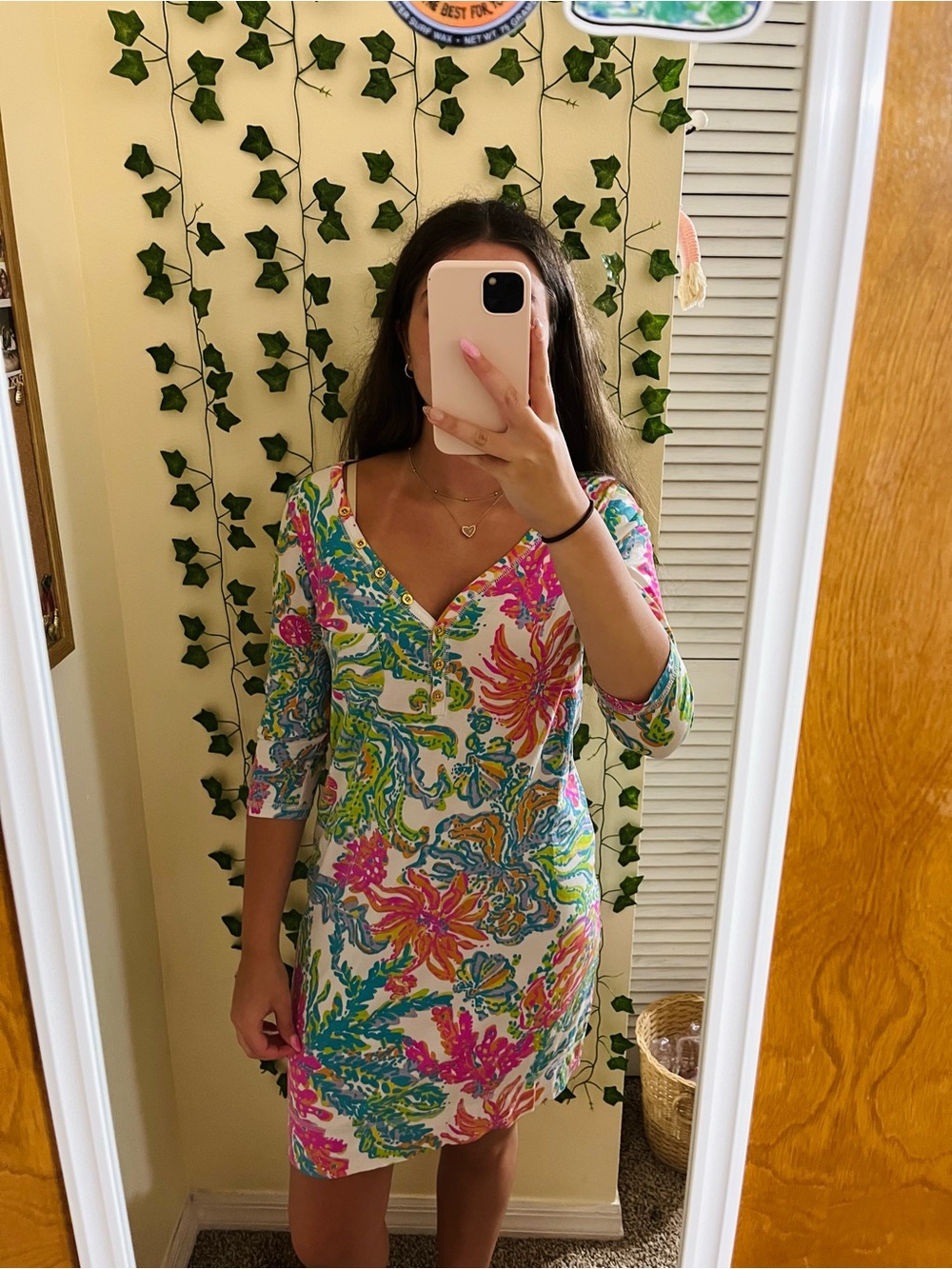 Lilly Pulitzer Multicolor Floral V-Neck Shift Dress